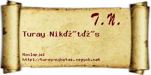 Turay Nikétás névjegykártya